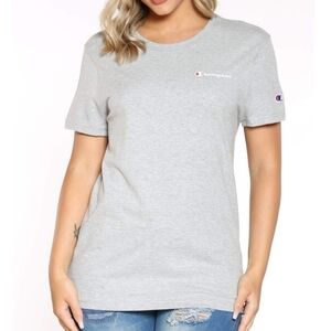 Champion Gray Embroidered Logo Short Sleeve Boyfriend T-Shirt